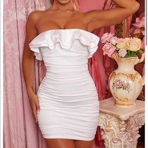 Ruffle me up strapless frill mini dress